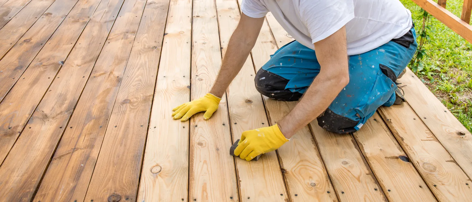 Los Angeles outdoor living remodeling project with wood deck refinishing, backyard deck restoration, and upgraded outdoor entertainment area